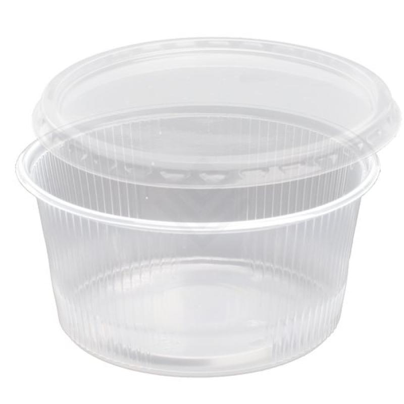 Feinkostbecher mit anhängendem Deckel 250 ml