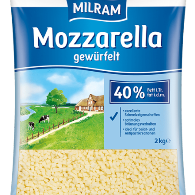 Mozzarella 40% gewürfelt 2 kg
